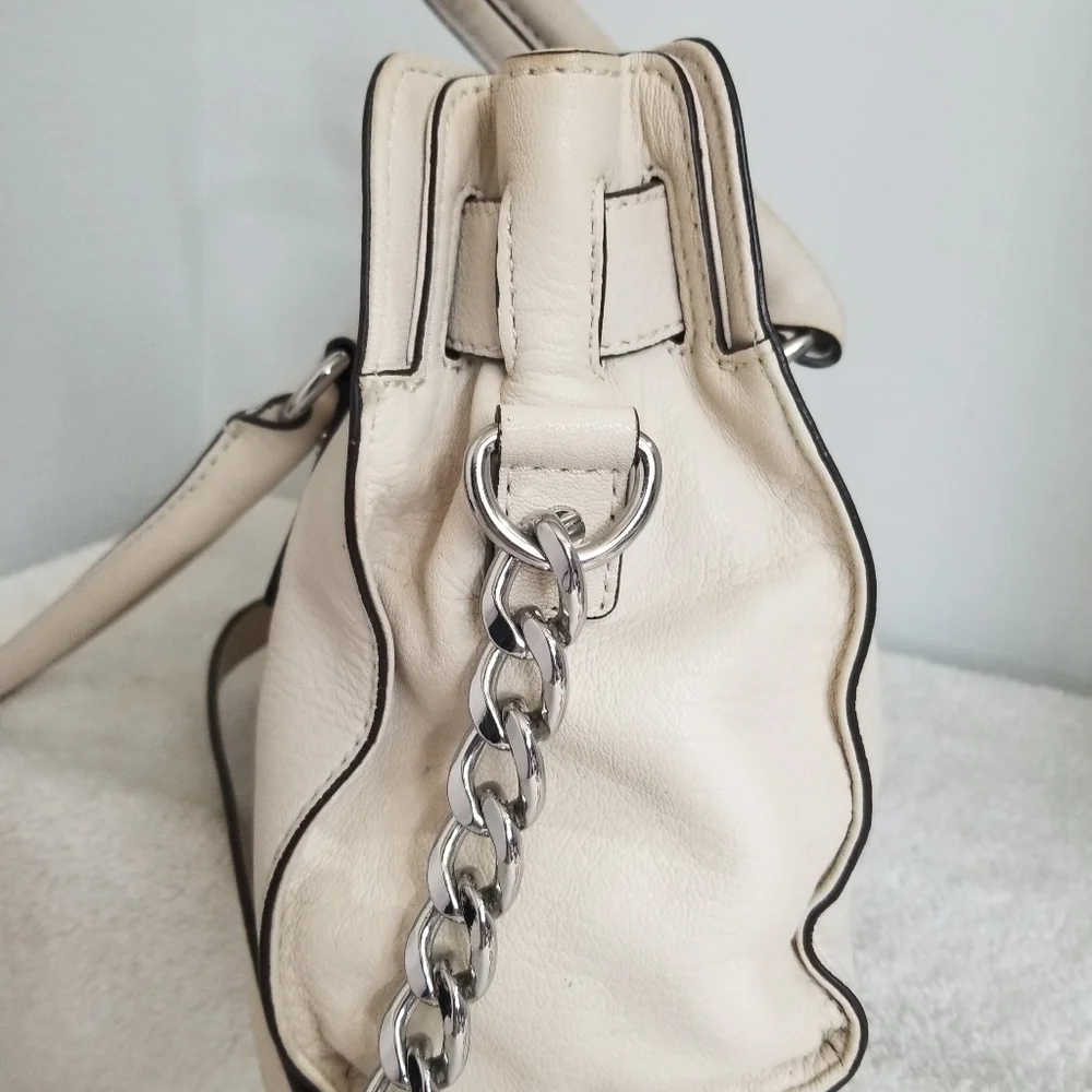 Michael Kors Hamilton creme leather Satchel